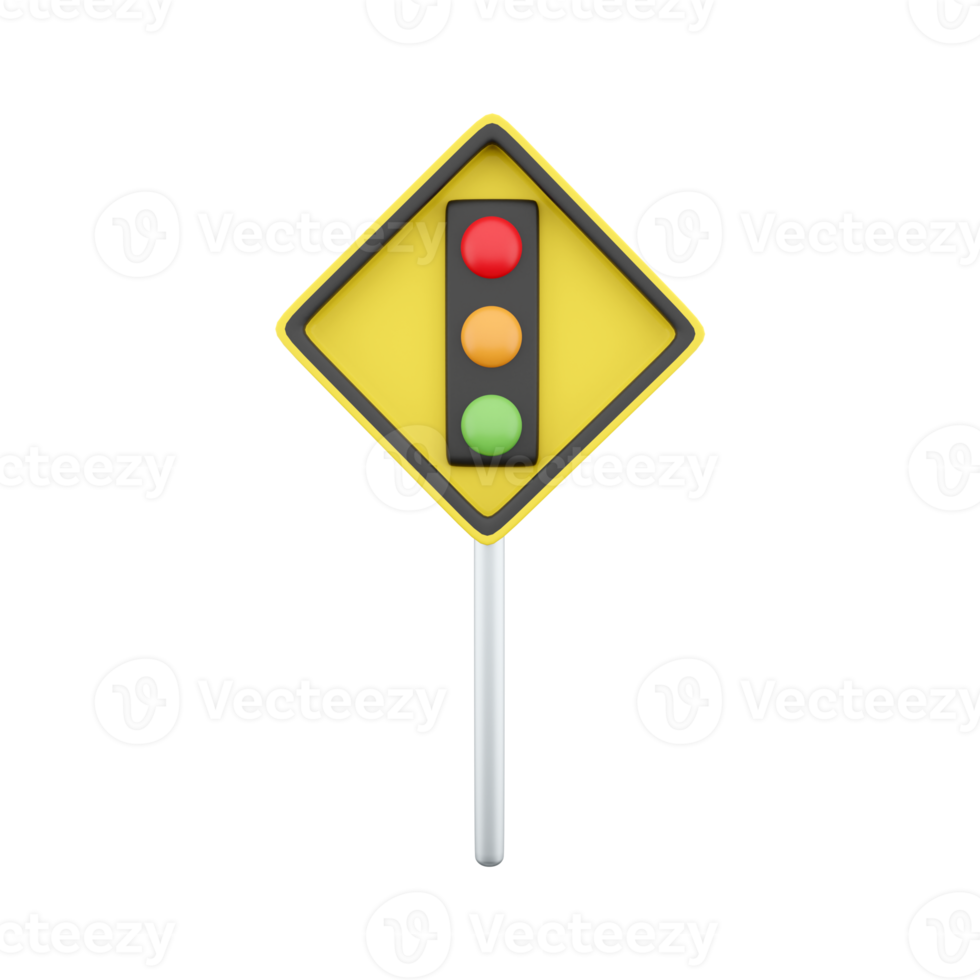 3d render Traffic signal symbol sign. stop ahead signs traffic light ahead warning.3d rendering svetofor cartoon icon. png