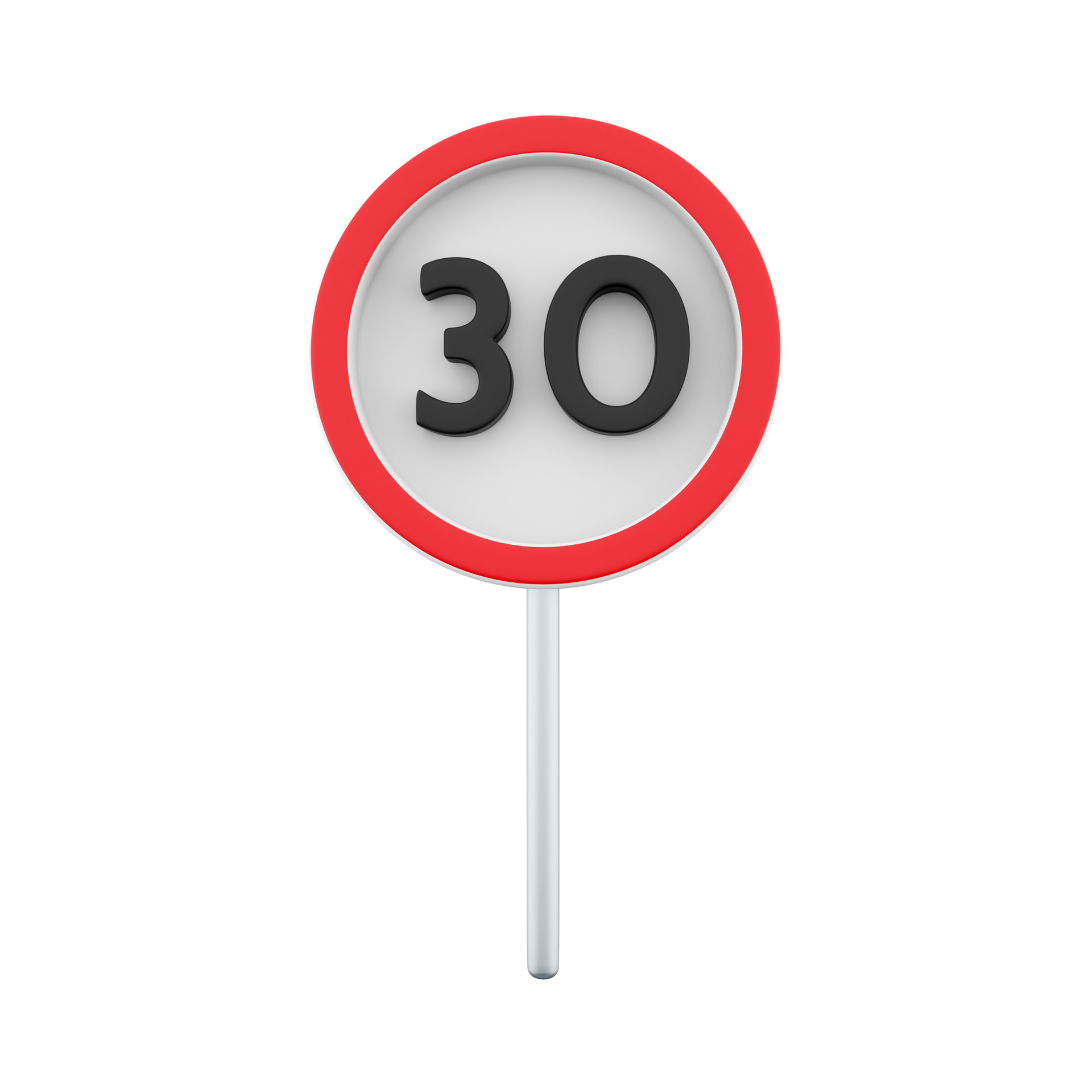 3d Render 30 Kilometers Or Miles Per Hour Max Speed Limit Red Sign 