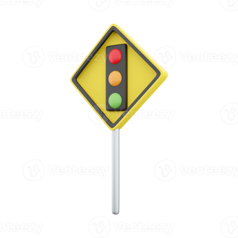 3d render Traffic signal symbol sign. stop ahead signs traffic light ahead warning.3d rendering svetofor cartoon icon. png