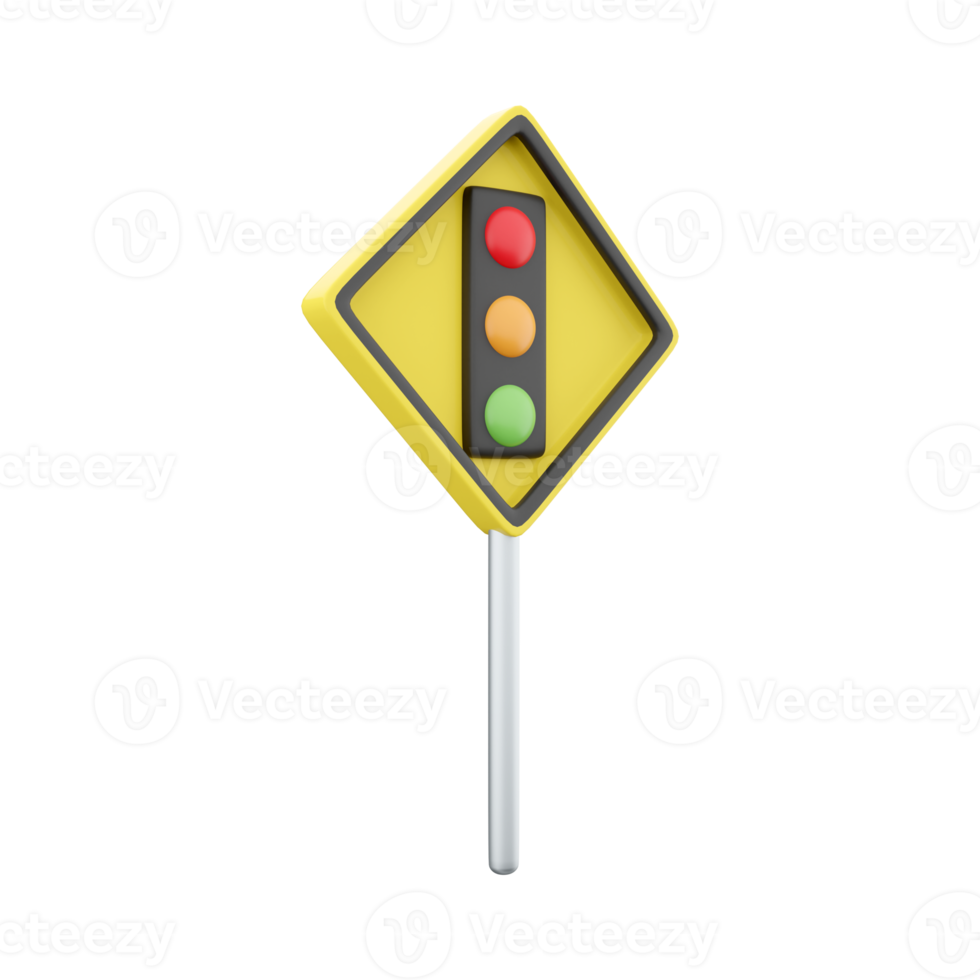 3d render Traffic signal symbol sign. stop ahead signs traffic light ahead warning.3d rendering svetofor cartoon icon. png