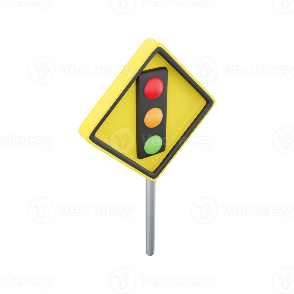 3d render Traffic signal symbol sign. stop ahead signs traffic light ahead warning.3d rendering svetofor cartoon icon. png