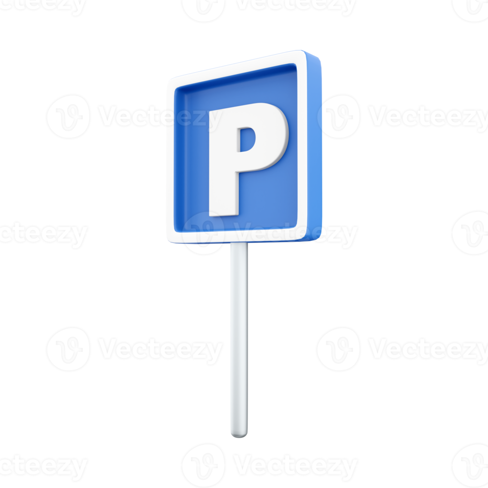 3d hacer azul estacionamiento signo. aislado ilustración. 3d hacer estacionamiento icono en blanco antecedentes. png