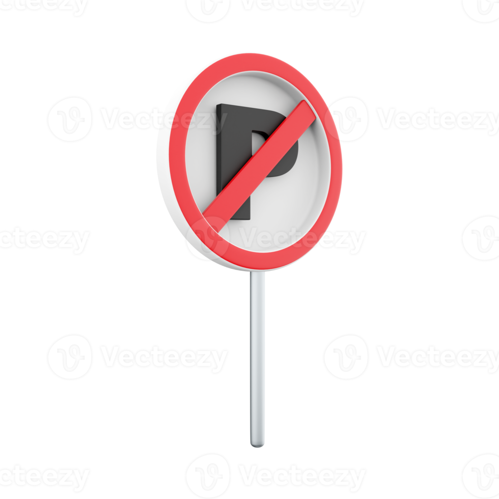 3d render traffic parking ban sign. 3d rendering traffic parking ban cartoon icon. png