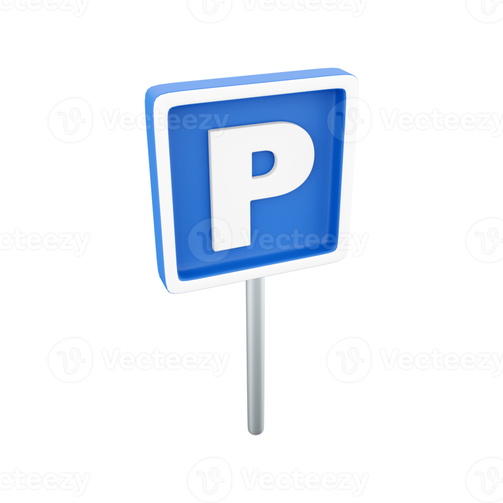 3d render Blue Parking sign. Isolated illustration. 3D render parking icon on white background. png