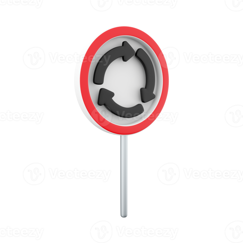 3d machen Kreisel Verkehr Zeichen Linie Symbol. Kreisel Straße. Kreisel Zeichen eben Symbol. 3d Rendern Karikatur kreisförmig Bewegung Straße Zeichen Symbol. png