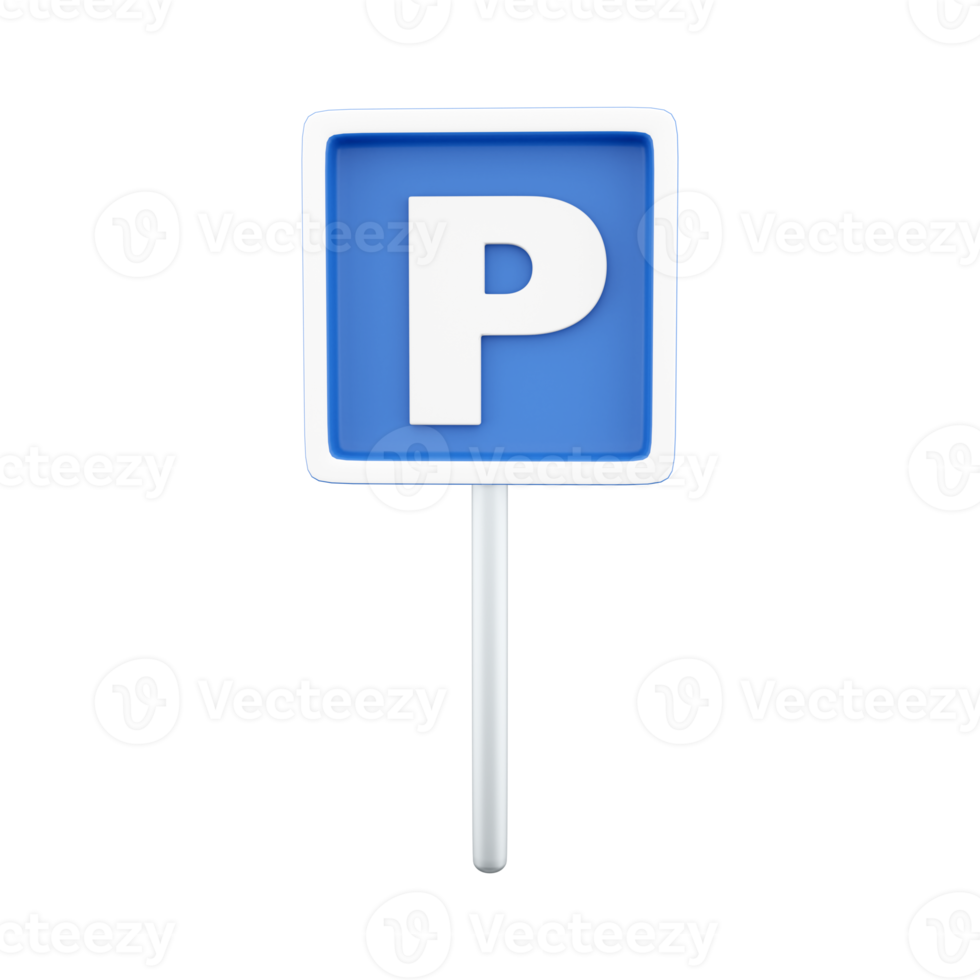 3d render Blue Parking sign. Isolated illustration. 3D render parking icon on white background. png