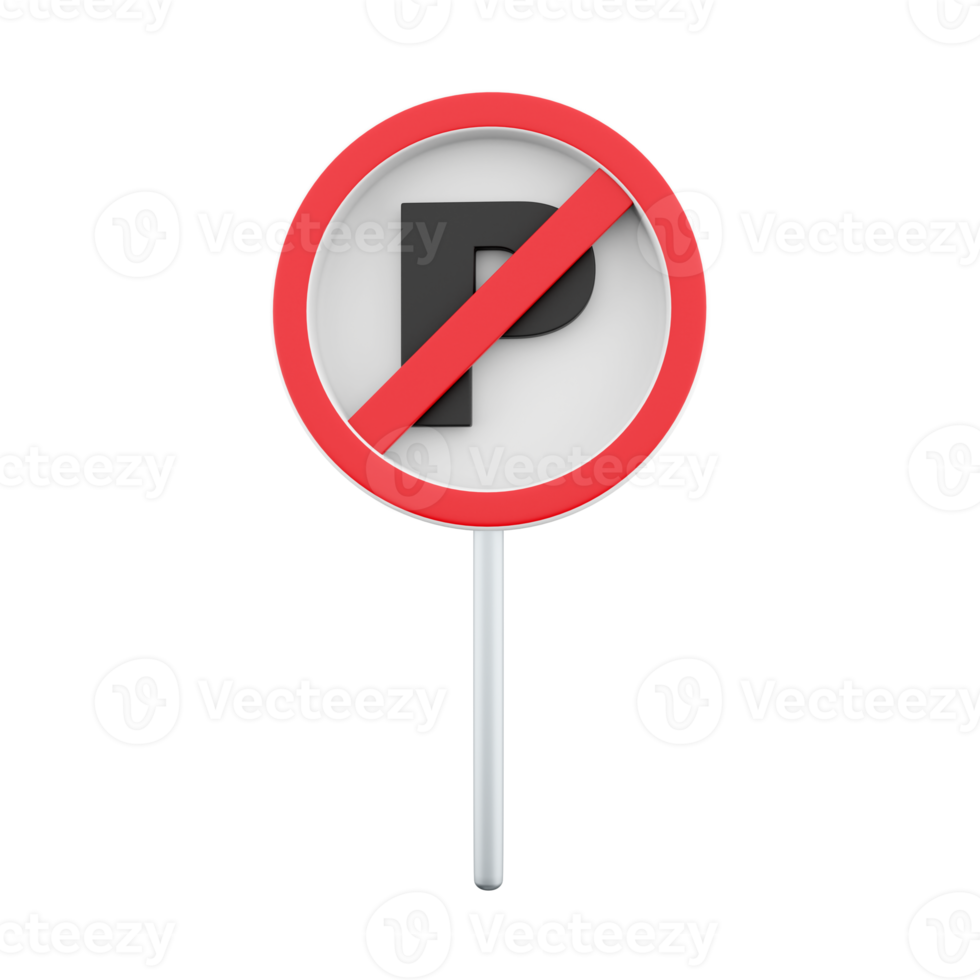 3d render traffic parking ban sign. 3d rendering traffic parking ban cartoon icon. png