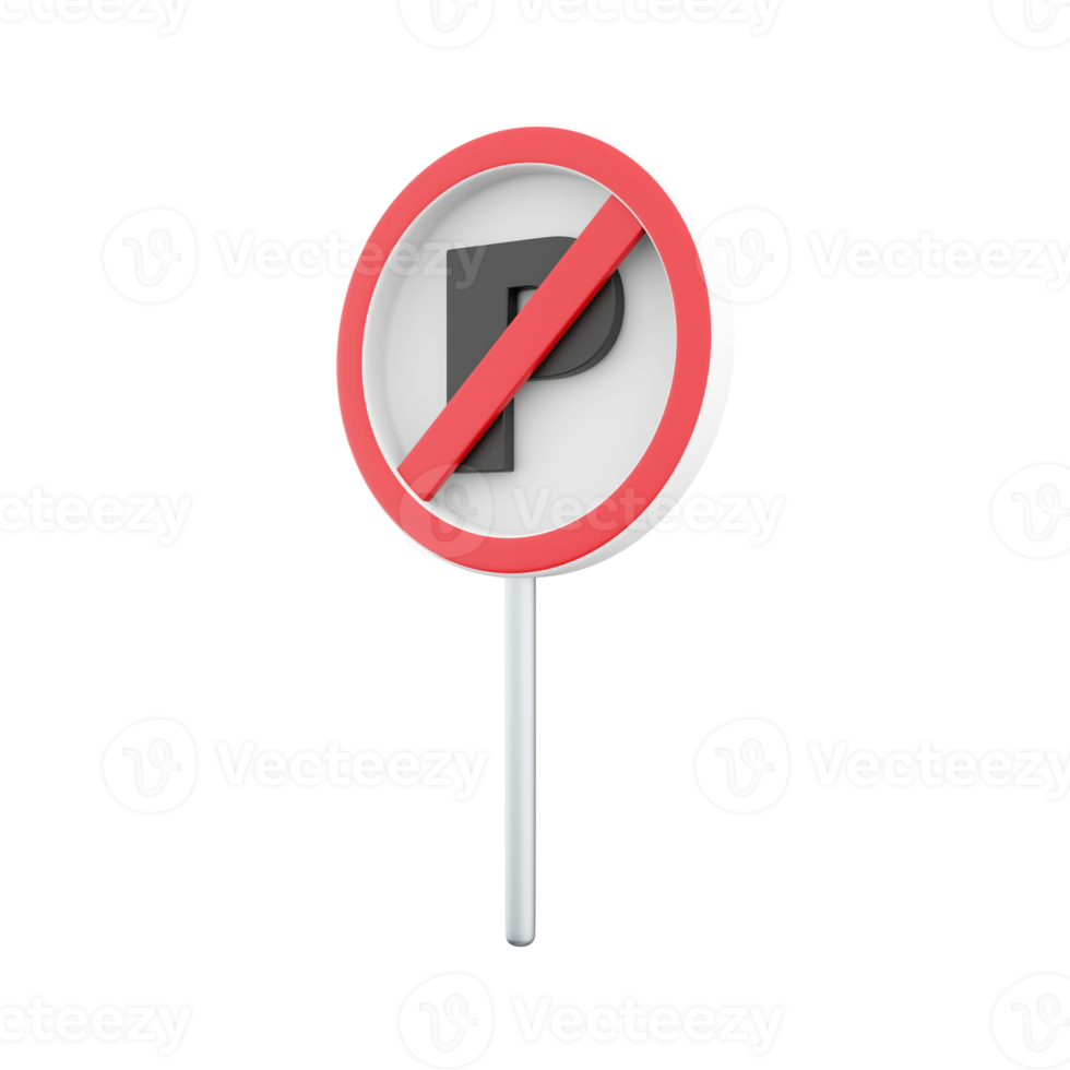 3d render traffic parking ban sign. 3d rendering traffic parking ban cartoon icon. png