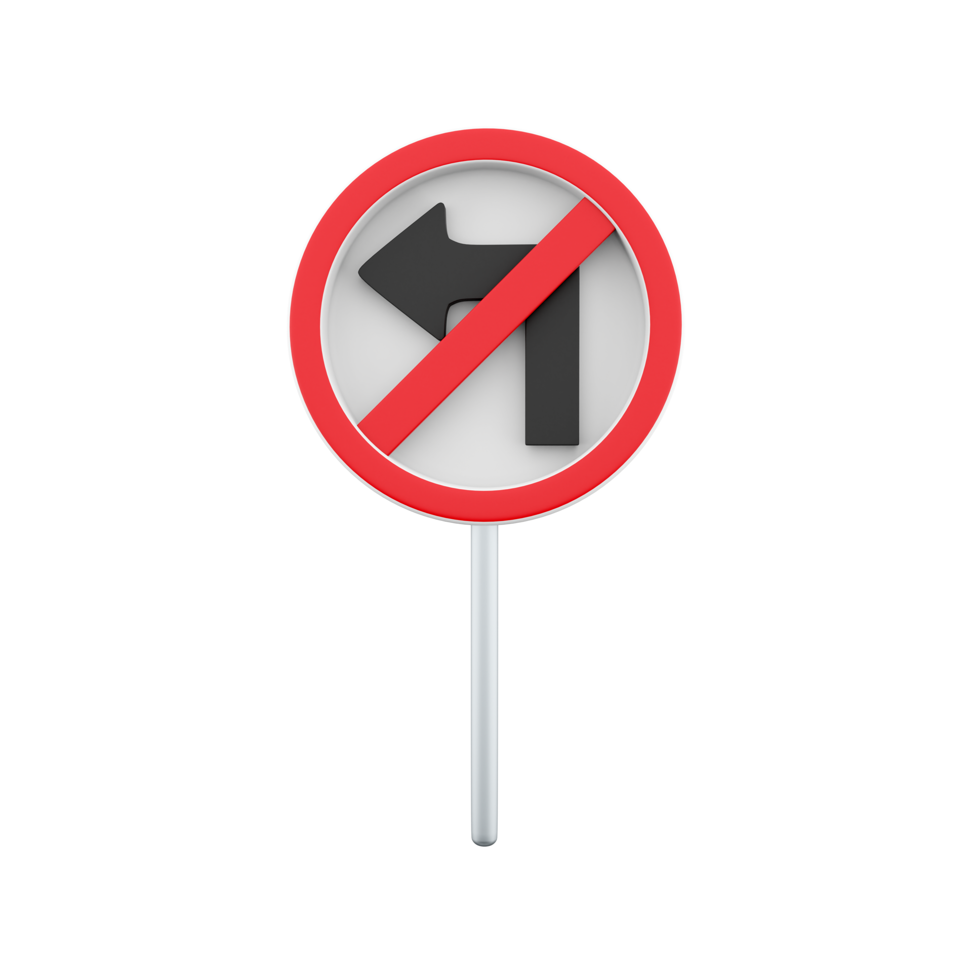 3D render Do not turn left traffic sign. 3D render do not turn icon on ...