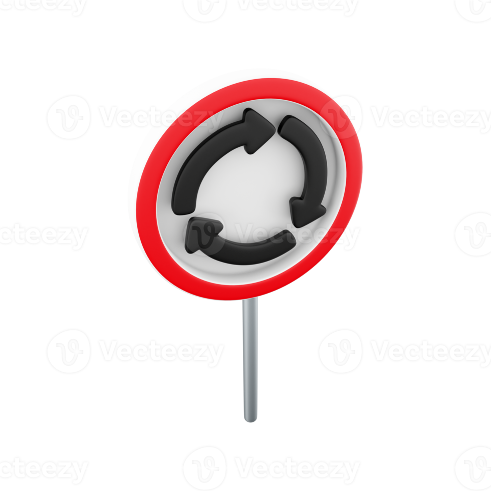 3d machen Kreisel Verkehr Zeichen Linie Symbol. Kreisel Straße. Kreisel Zeichen eben Symbol. 3d Rendern Karikatur kreisförmig Bewegung Straße Zeichen Symbol. png