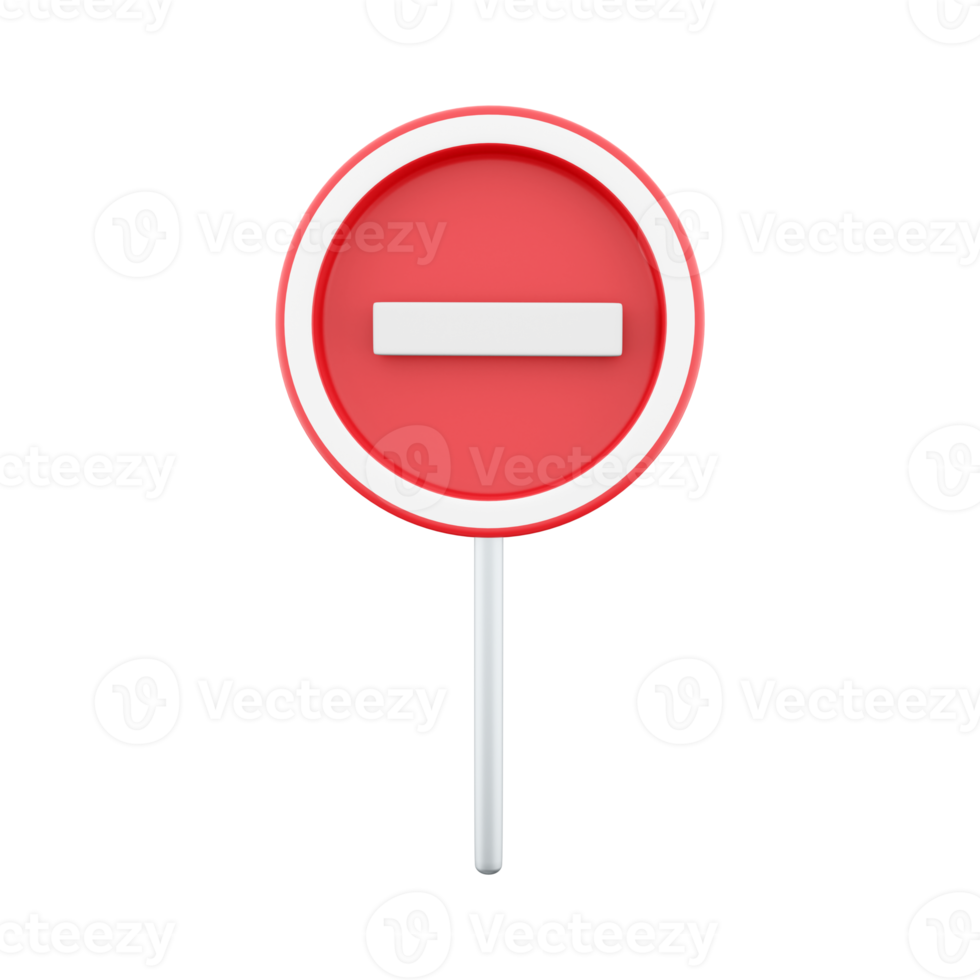 Raster version 3d rendering. Illustration of Prohibited Red Circle Sign. 3D render icon animation No input for vehicle movement. png