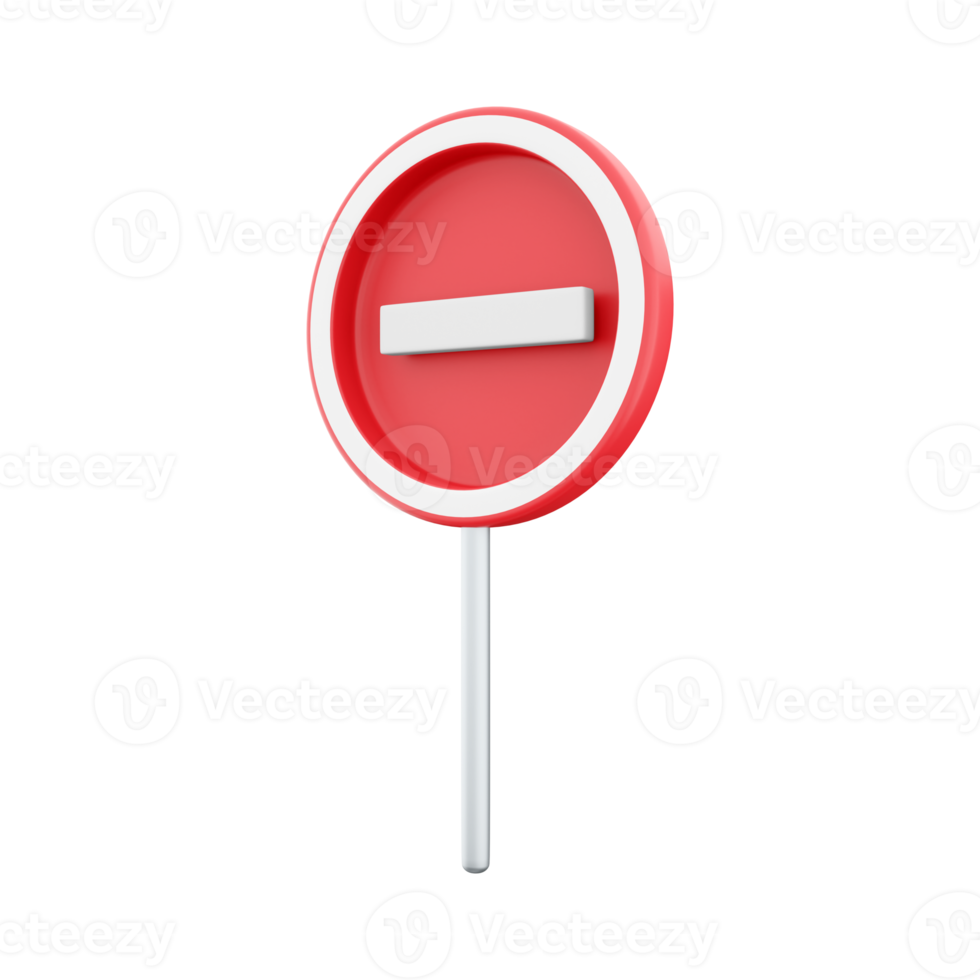 Raster version 3d rendering. Illustration of Prohibited Red Circle Sign. 3D render icon animation No input for vehicle movement. png