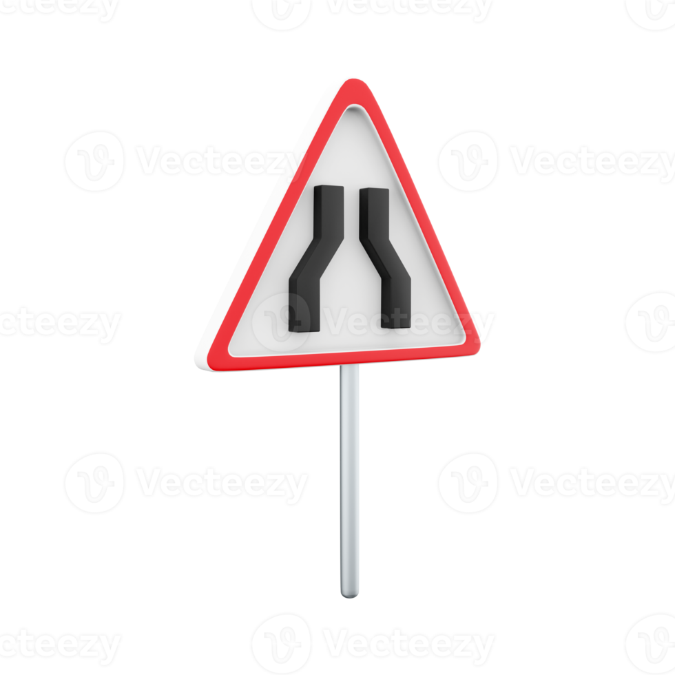 3D rendering of a road sign extending both sides. 3d rendering cartoon of road sign extending both side, icon. png