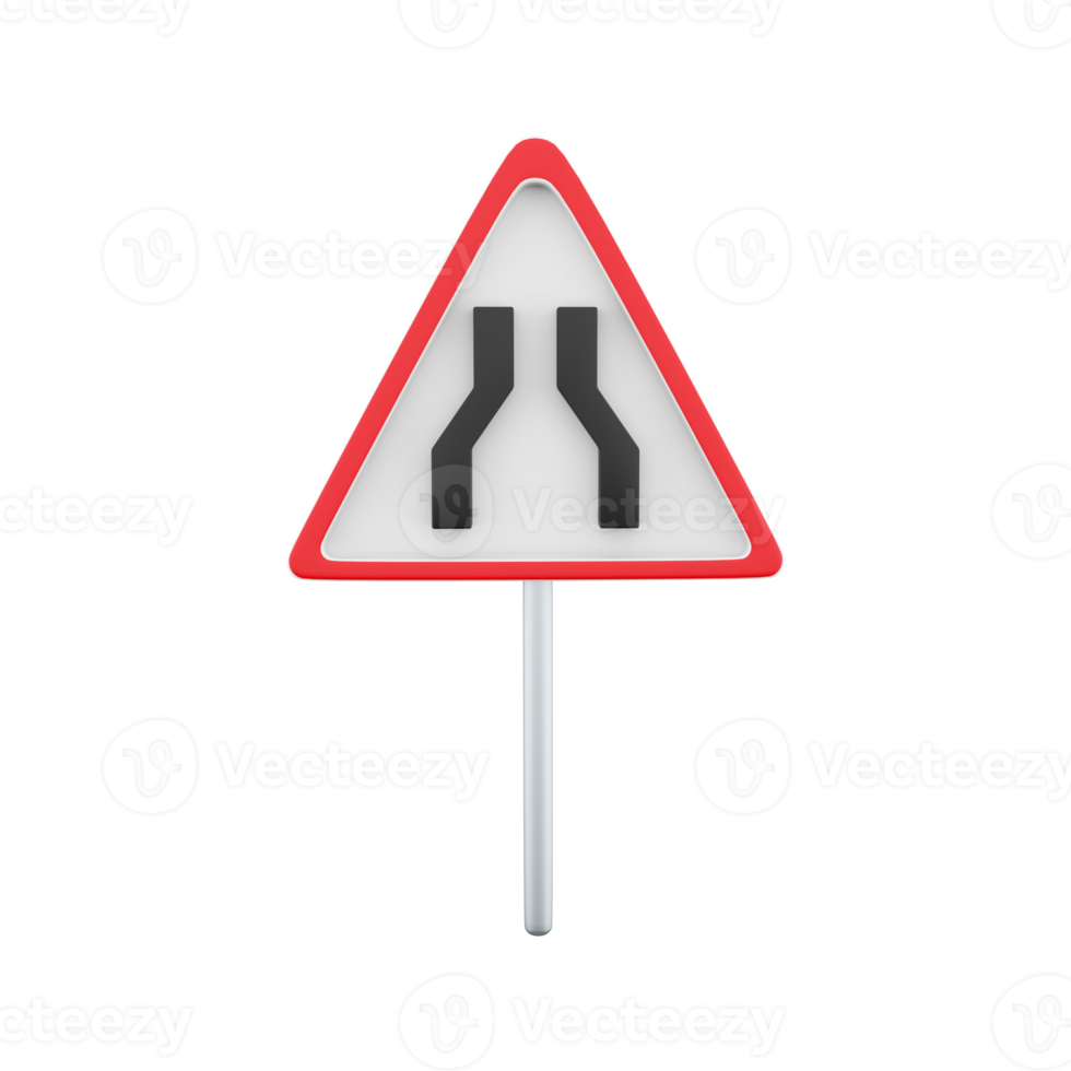 3D rendering of a road sign extending both sides. 3d rendering cartoon of road sign extending both side, icon. png