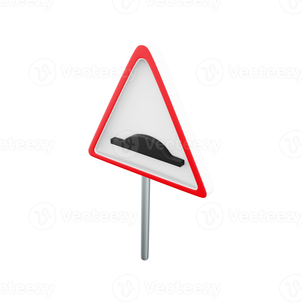 3d render Speed bumps warning of traffic signs.3d rendering cartoon Speed bumps warning of traffic sign, icon. png