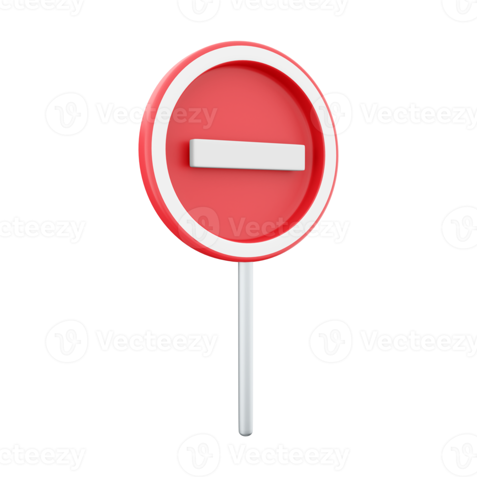 Raster version 3d rendering. Illustration of Prohibited Red Circle Sign. 3D render icon animation No input for vehicle movement. png