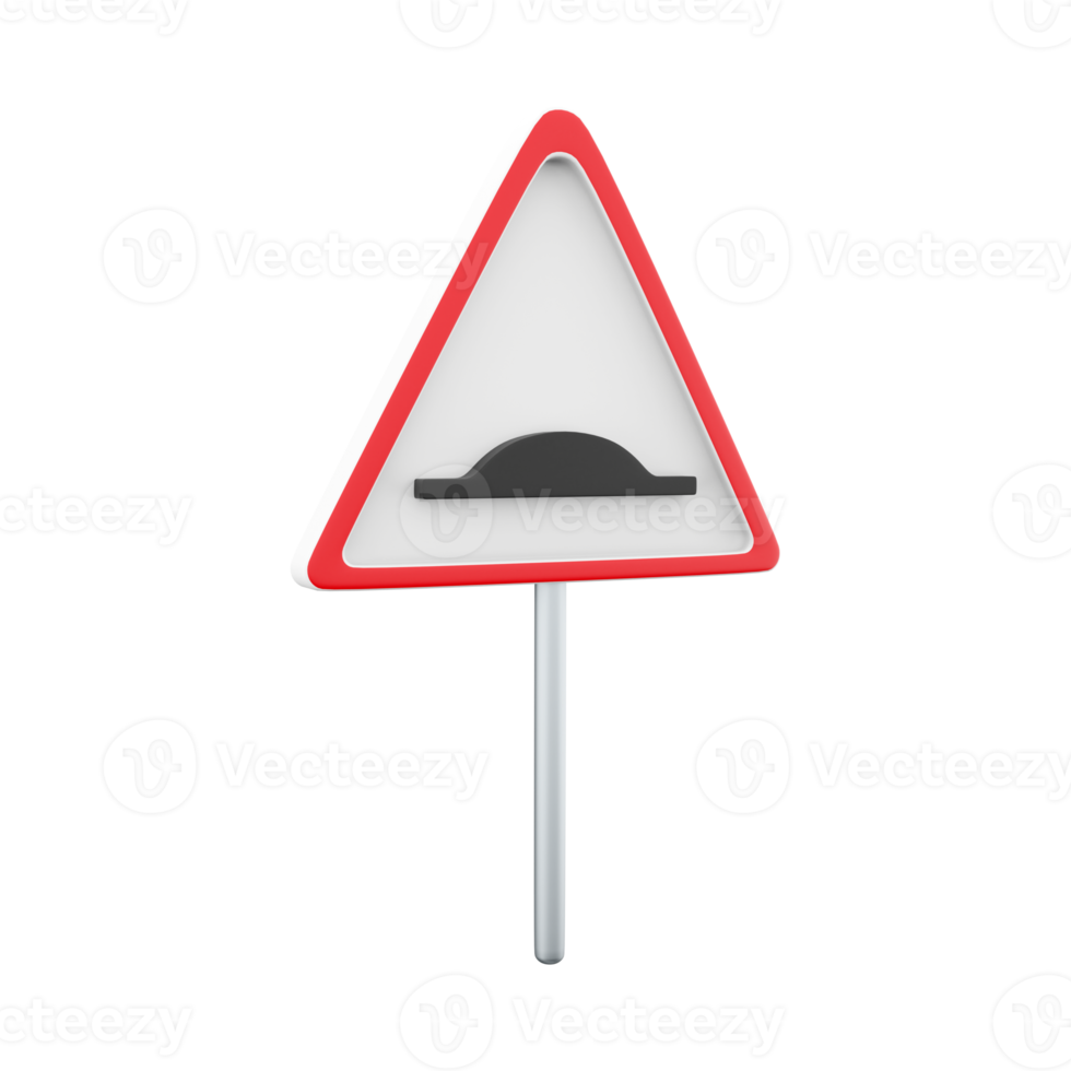 3d render Speed bumps warning of traffic signs.3d rendering cartoon Speed bumps warning of traffic sign, icon. png