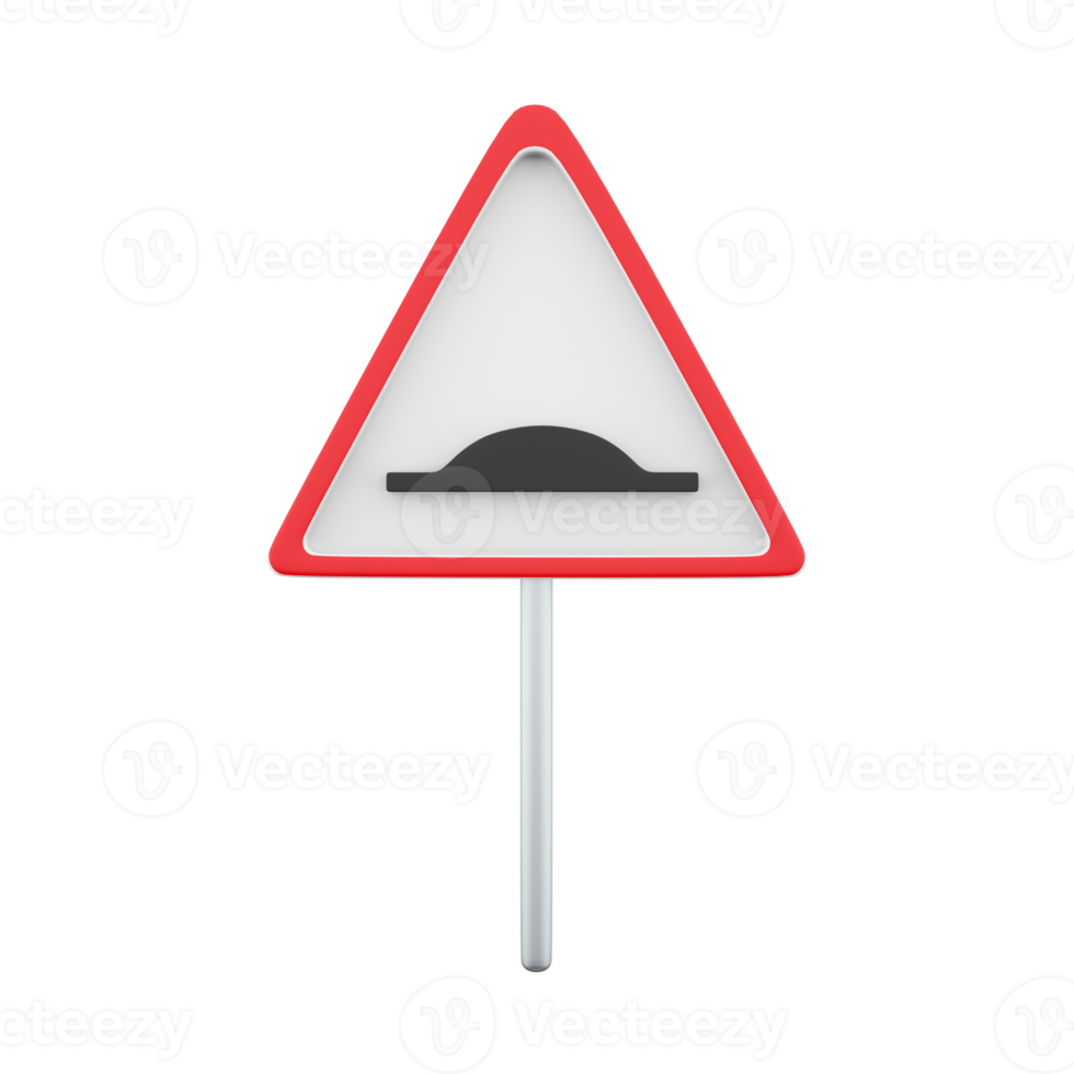 3d render Speed bumps warning of traffic signs.3d rendering cartoon Speed bumps warning of traffic sign, icon. png