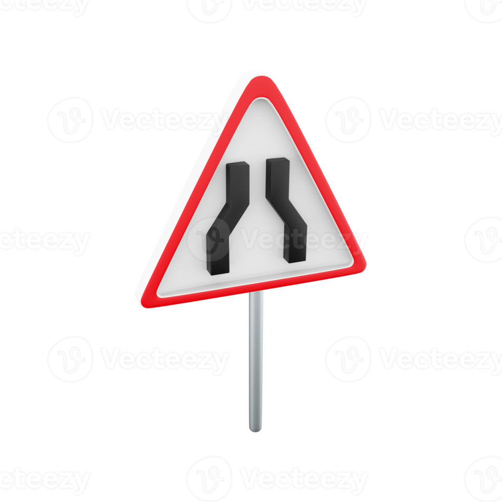 3D rendering of a road sign extending both sides. 3d rendering cartoon of road sign extending both side, icon. png