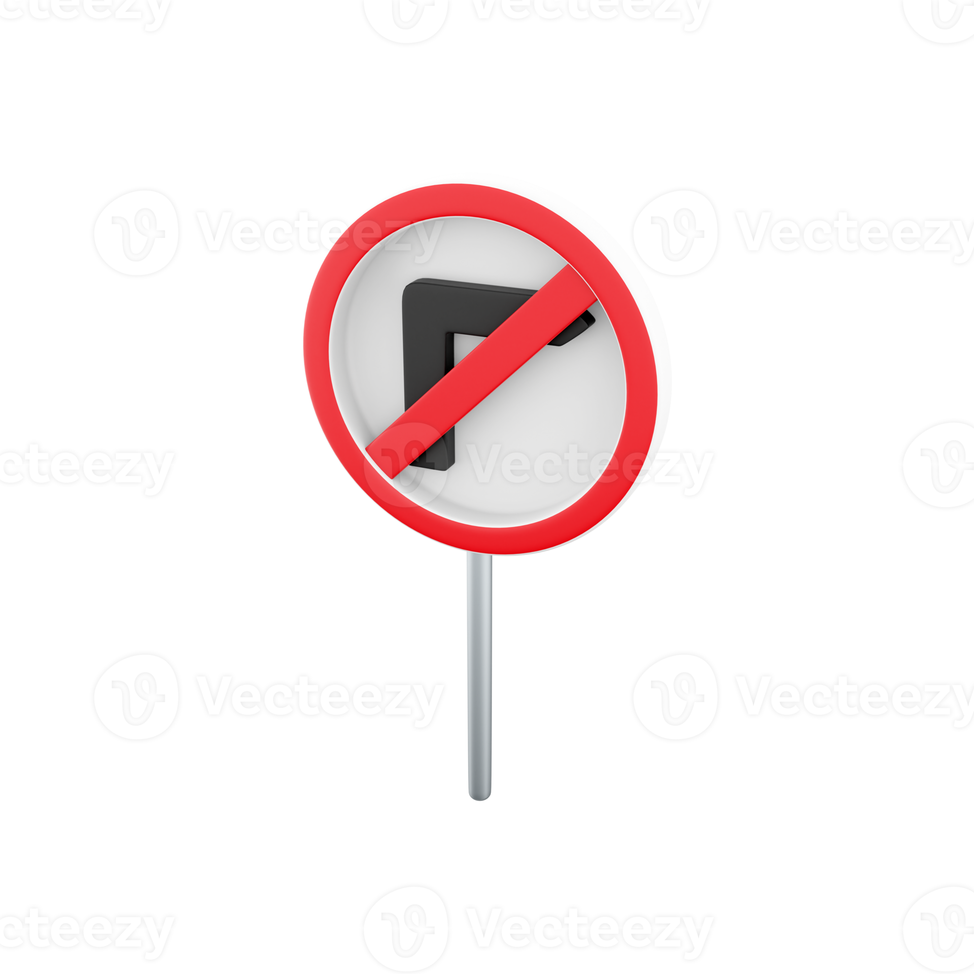 3d rendering Road sign icon, Road rules icon, No right turn. 3D