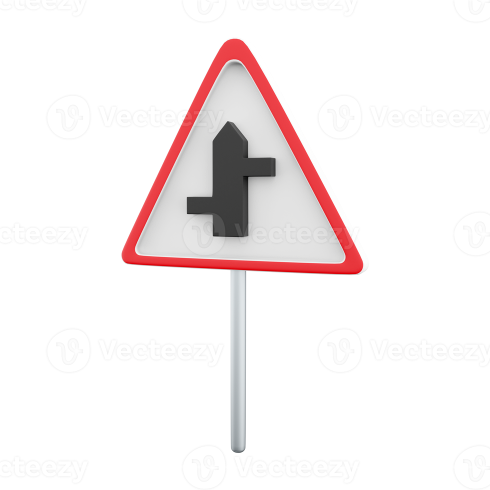 3d render Staggered junction sign icon. 3d render Staggered junction sign cartoon icon. png