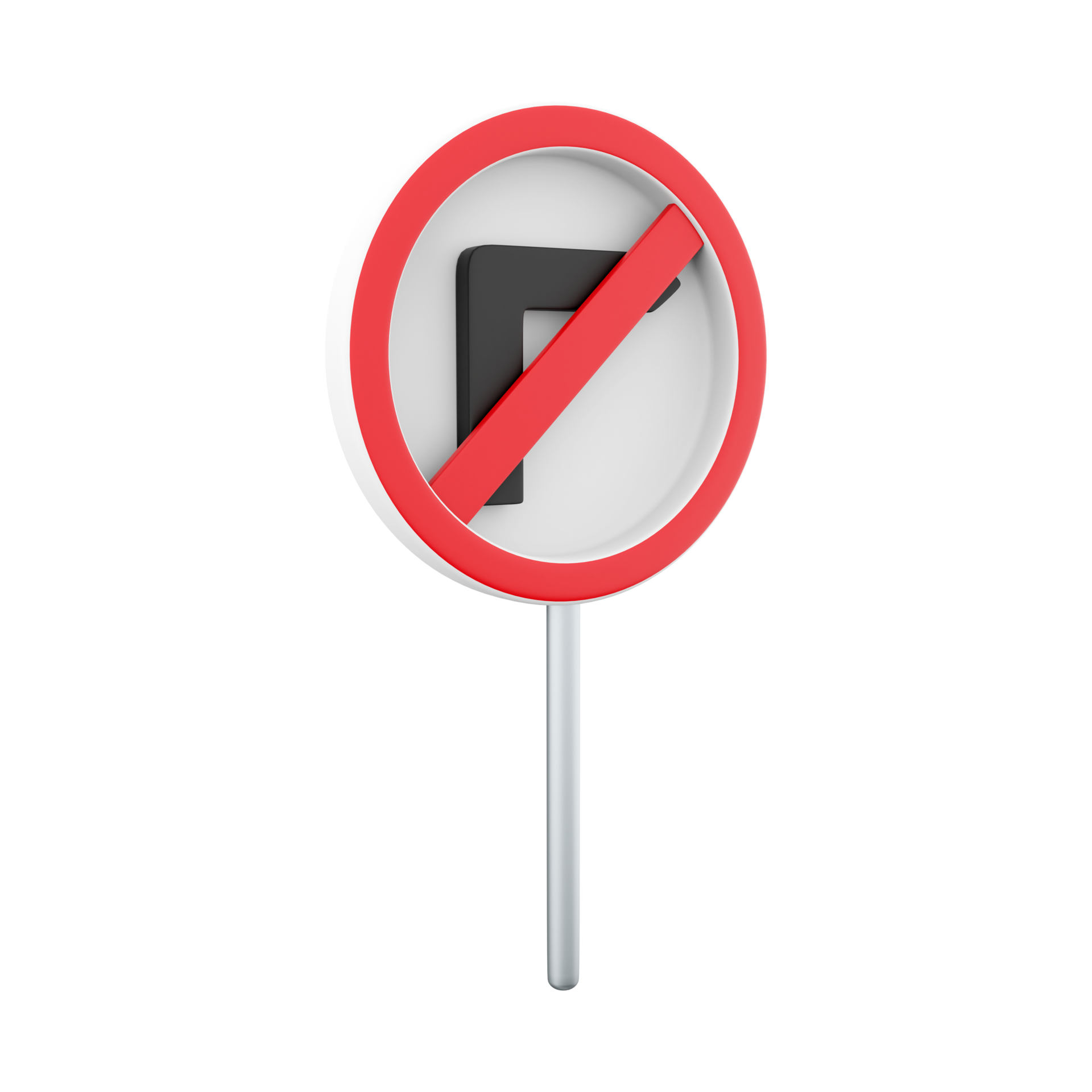 3d rendering Road sign icon, Road rules icon, No right turn. 3D