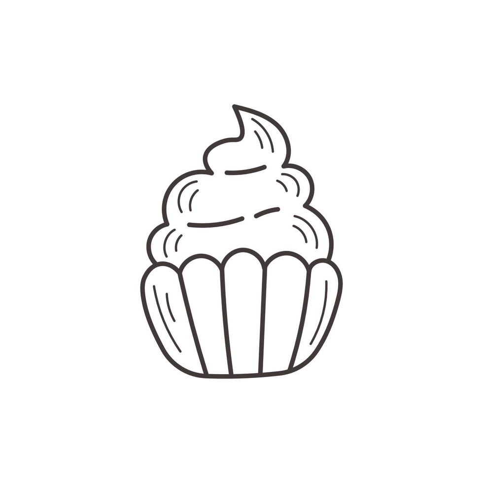 Cupcake doodle icon vector