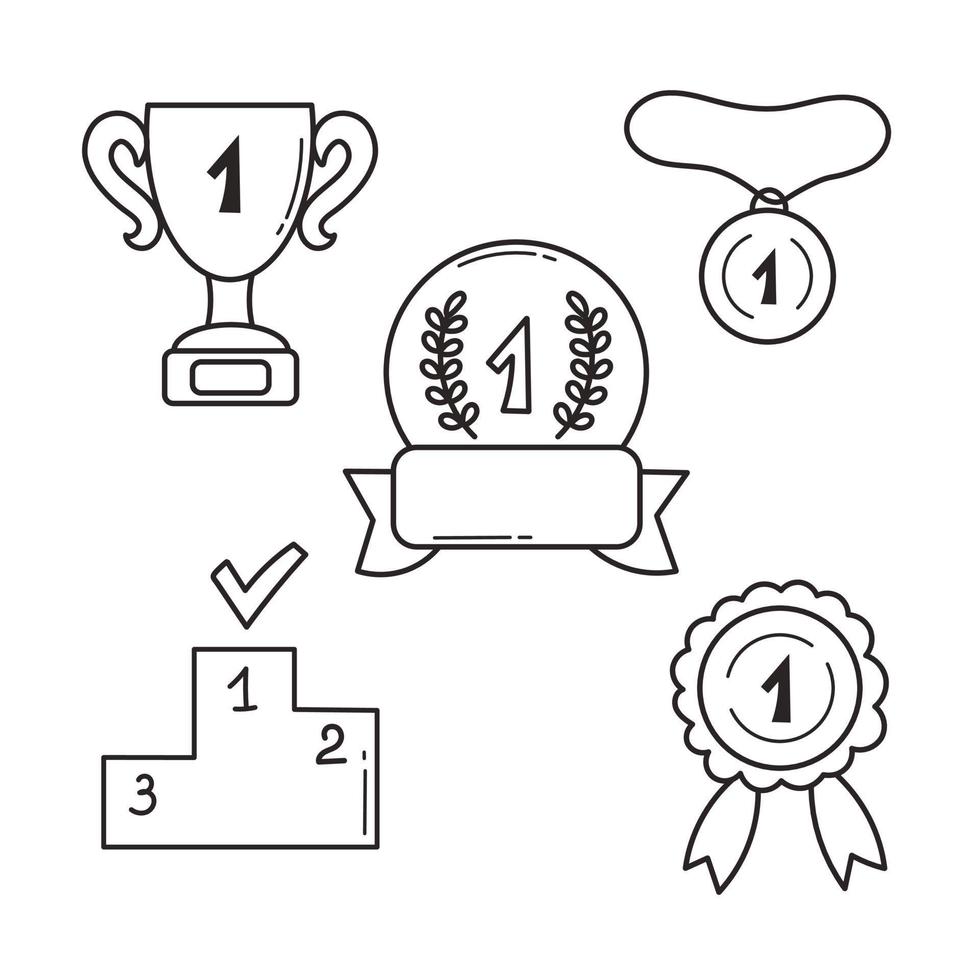 First Place Doodle Set vector