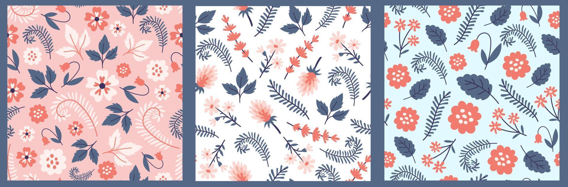 Botanical seamless pattern set vector