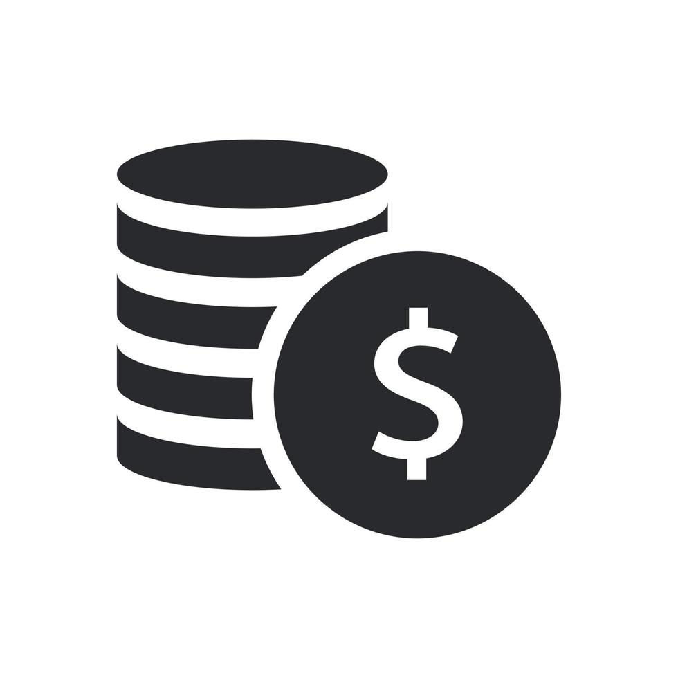 Dollar Coins Stack Icon Isolated Vector Illustration