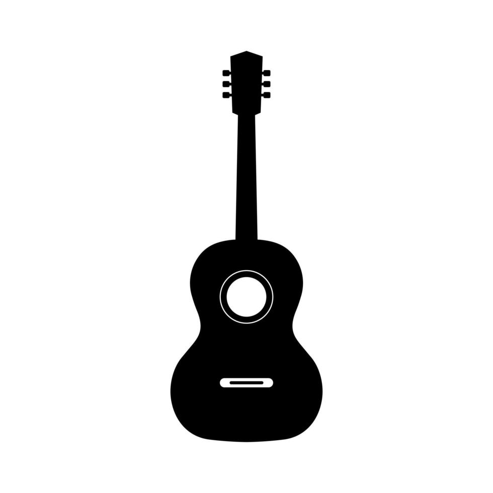 Flat Guitar Silhouette Isolated Vector Icon Illustration