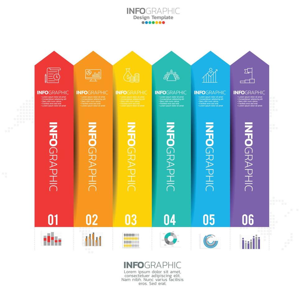 Infographic with 6 steps, options, parts, steps or processes. vector