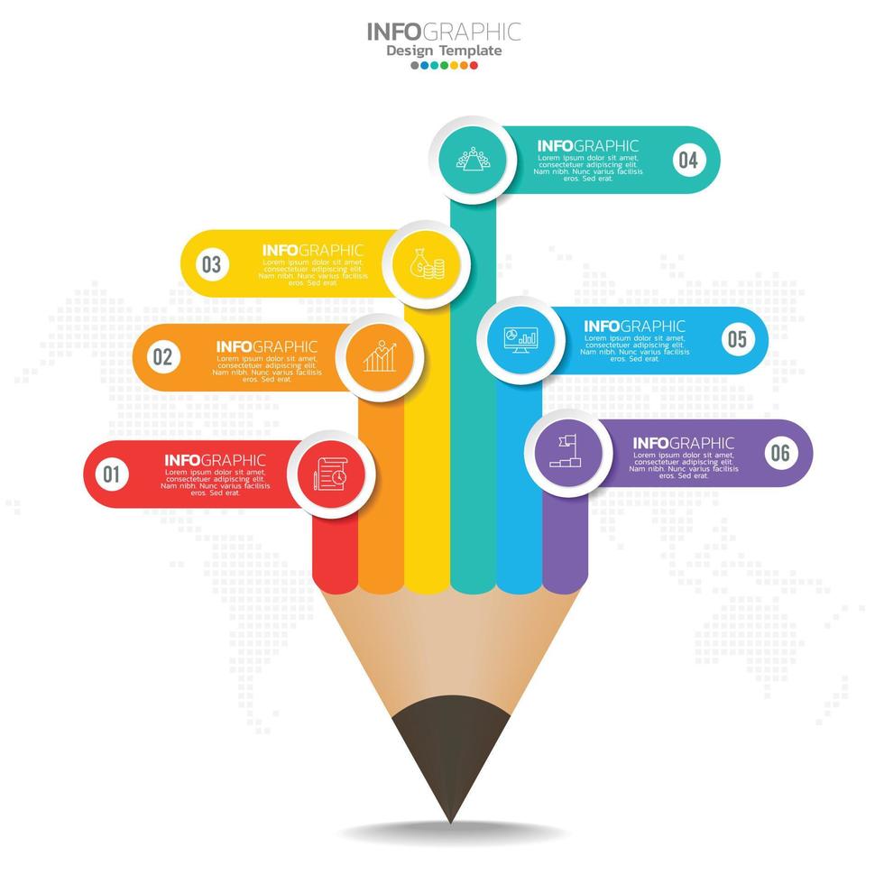 Infographic with 6 steps, options, parts, steps or processes. vector