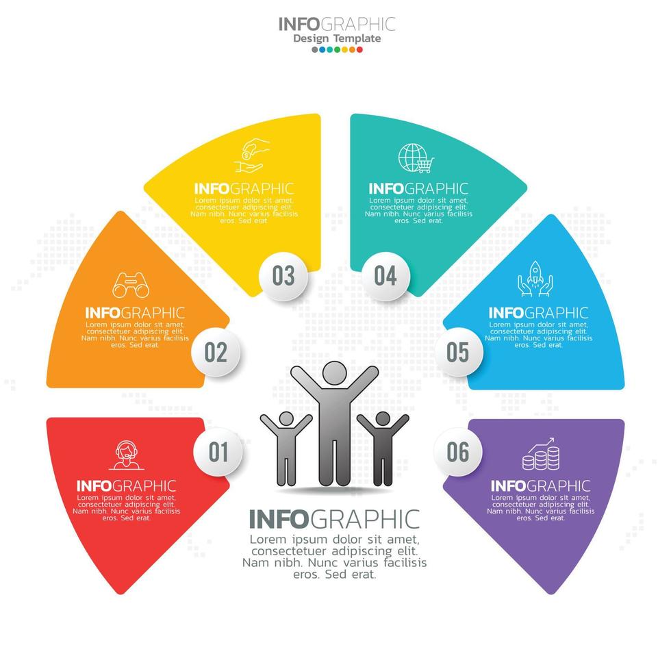 Infographic with 6 steps, options, parts, steps or processes. vector