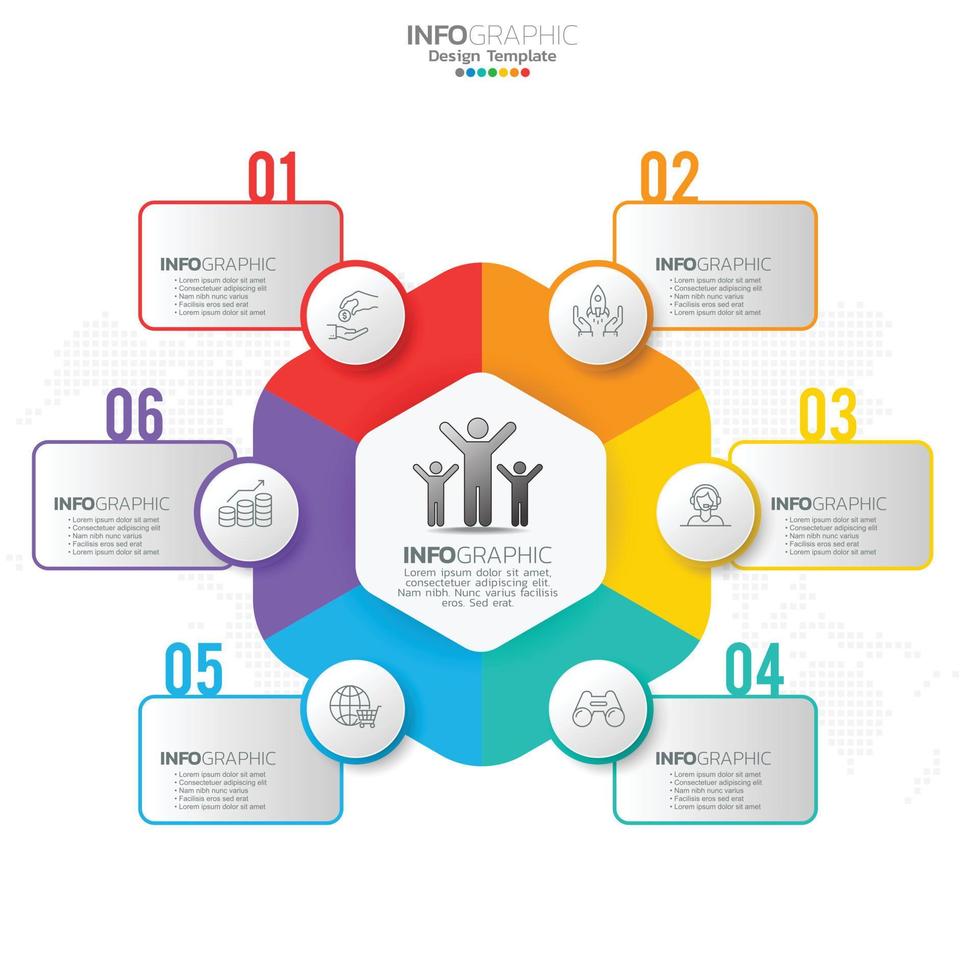 infografía con 6 6 pasos, opciones, partes, pasos o procesos. vector