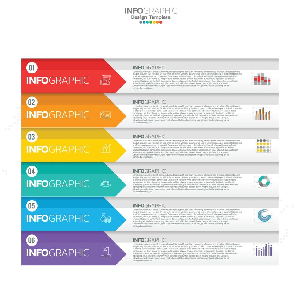 Infographic with 6 steps, options, parts, steps or processes. vector