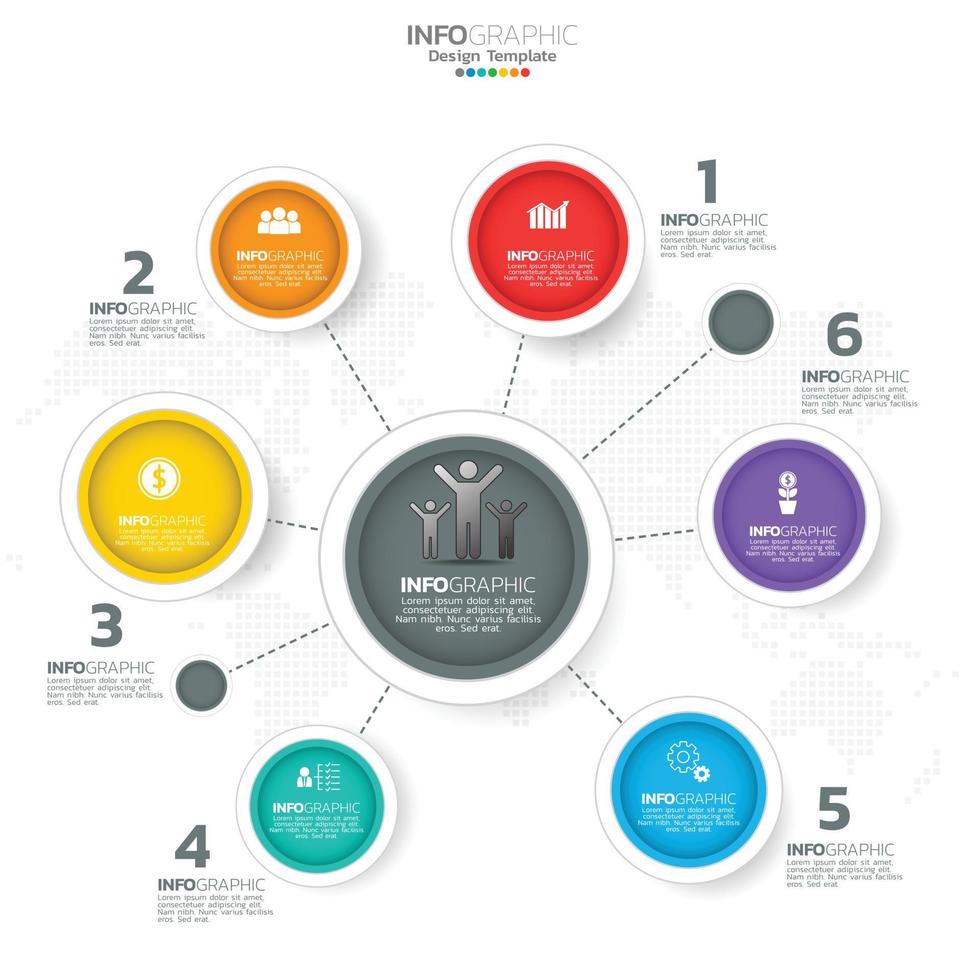 Infographic with 6 steps, options, parts, steps or processes. vector