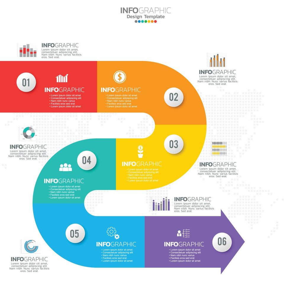 infografía con 6 6 pasos, opciones, partes, pasos o procesos. vector