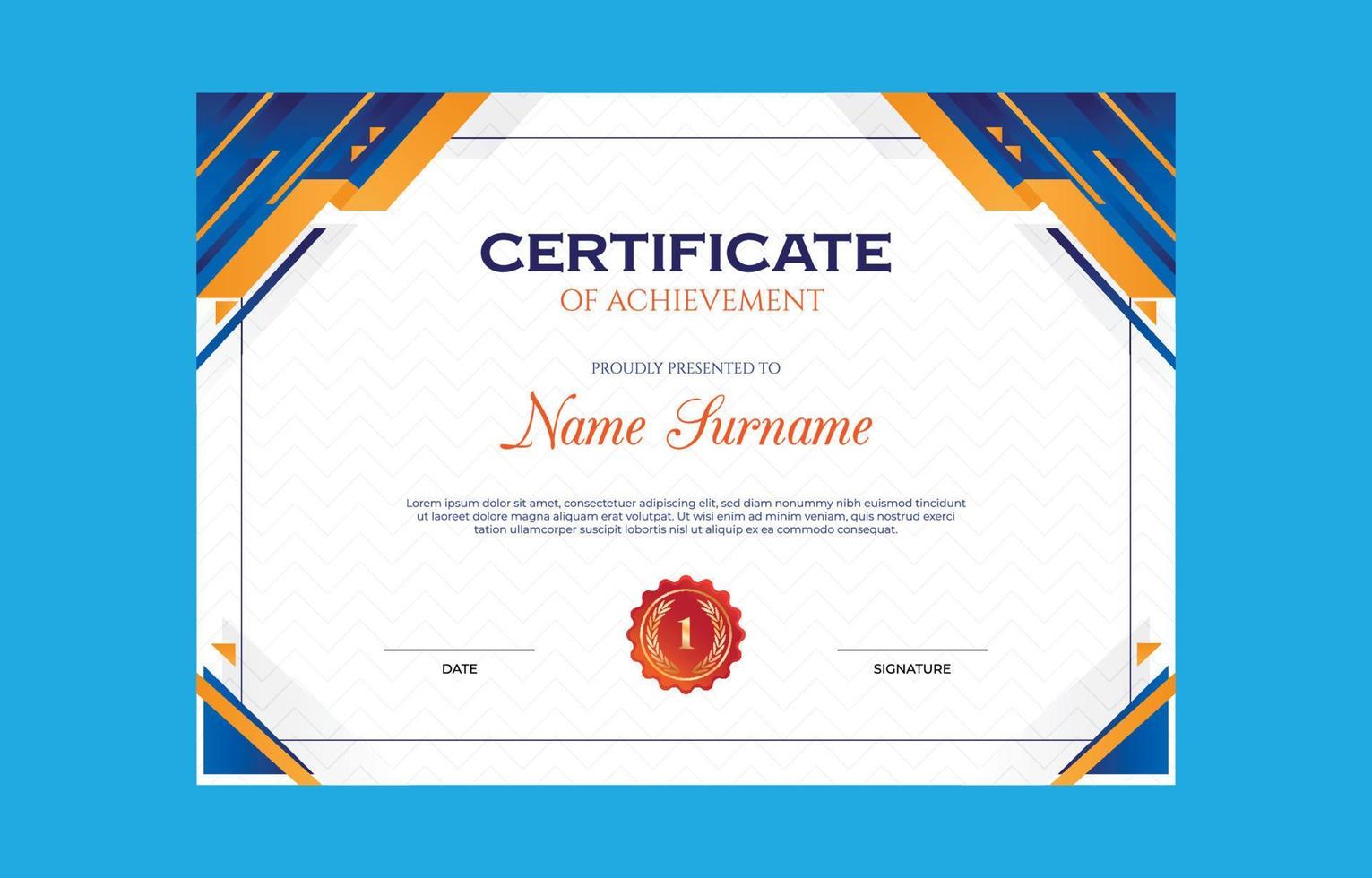 Modern Certificate Template for High School or College vector