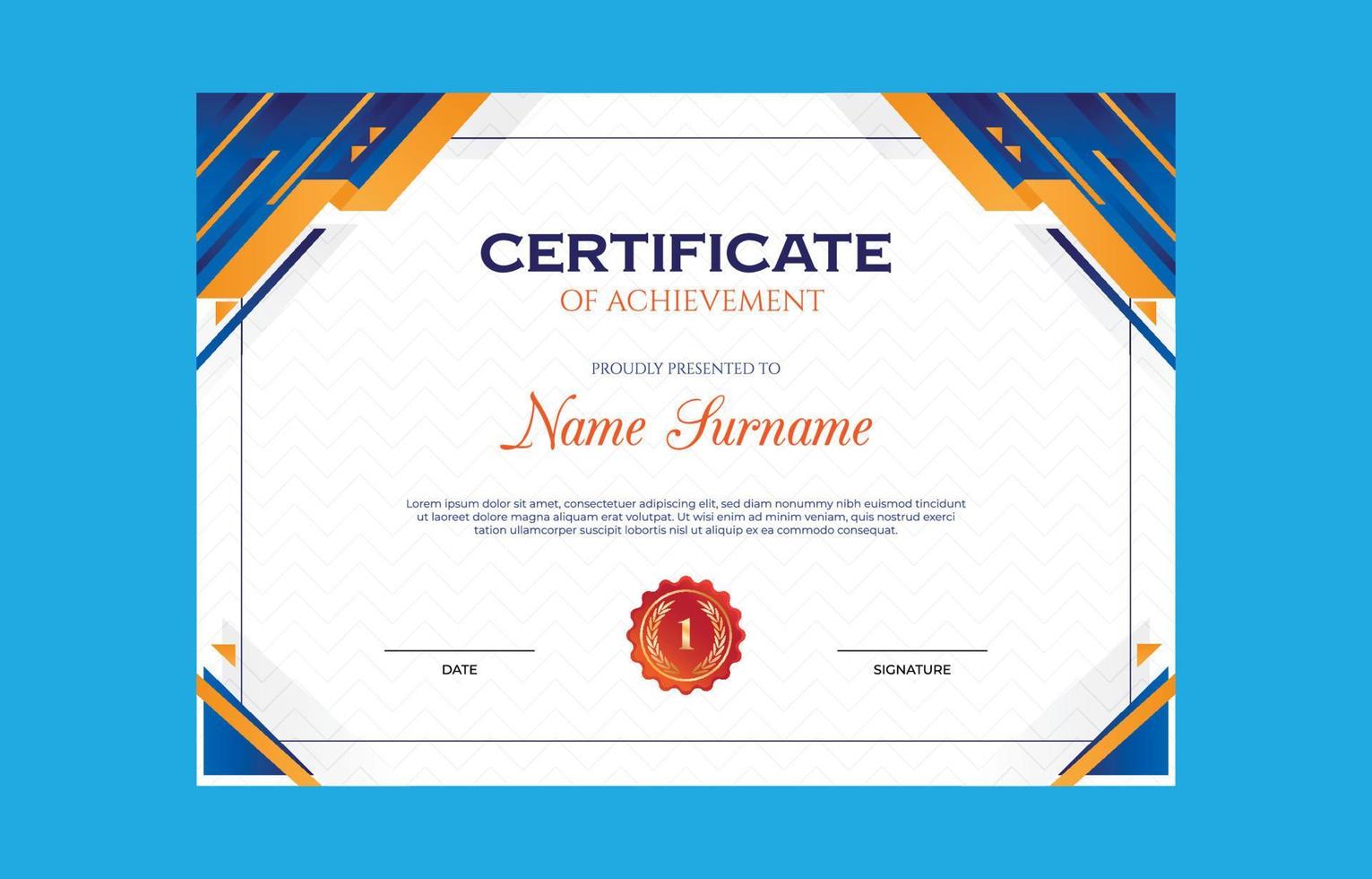 Modern Certificate Template for High School or College vector