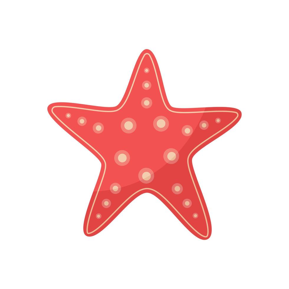 grande rojo estrella de mar aislado en blanco antecedentes. submarino animal. cinco puntiagudo forma. coral habitantes. marina vida. vector ilustración