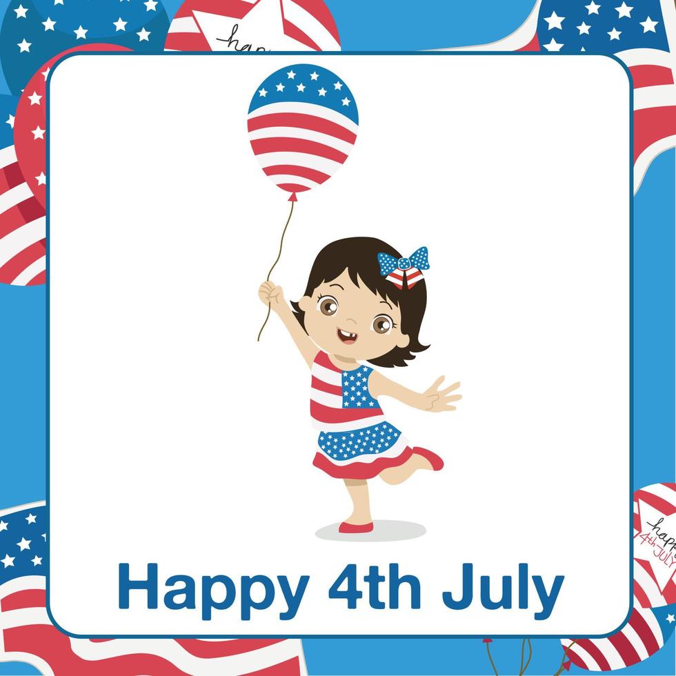 Happy 4th July flashcard. Educational flashcard collection for kid. Ready to print. Colorful printable game card. Vector file.