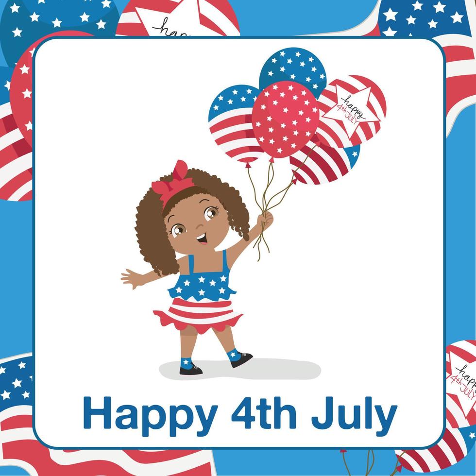 Happy 4th July flashcard. Educational flashcard collection for kid. Ready to print. Colorful printable game card. Vector file.