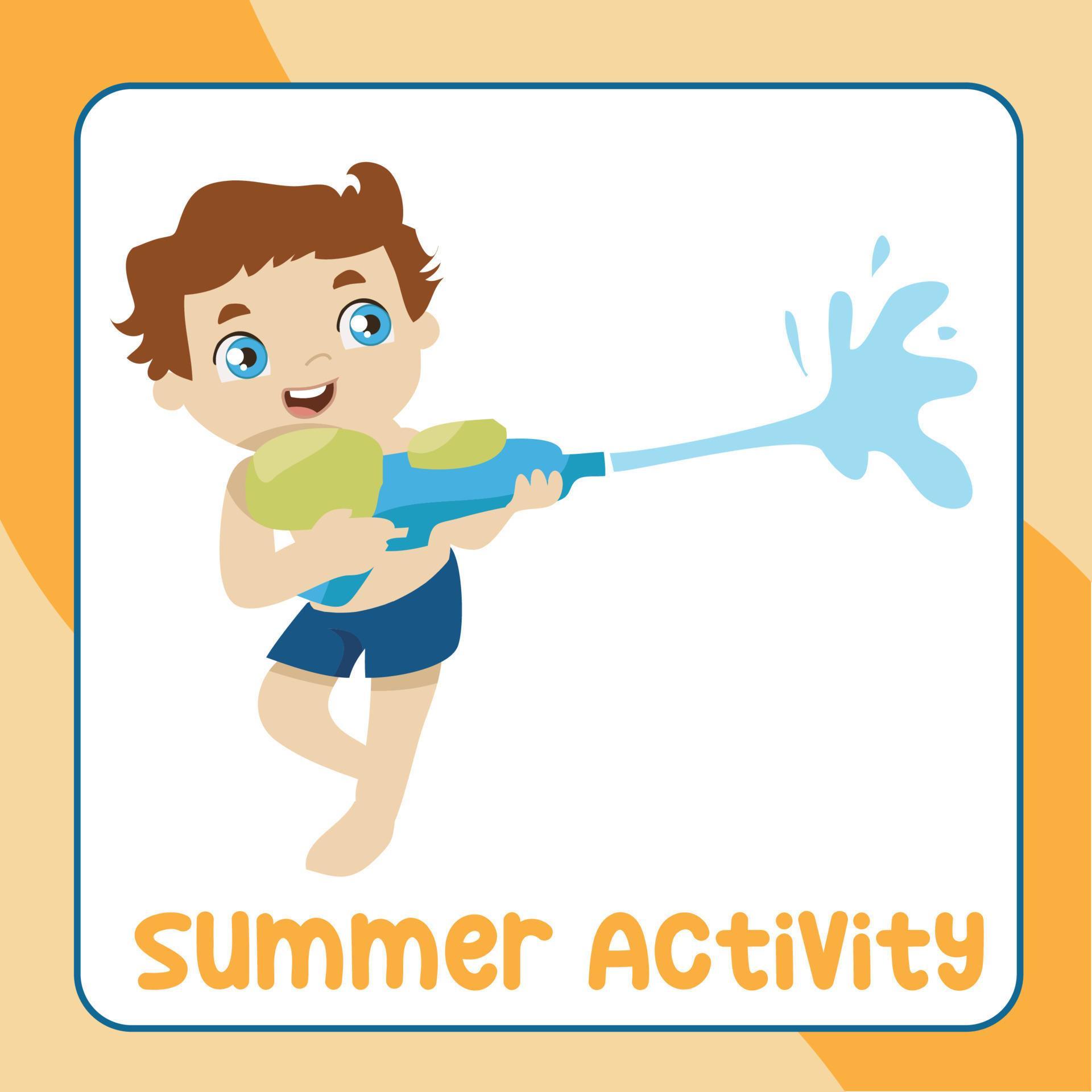 Summer activity flashcard. Educational flashcard collection for kid