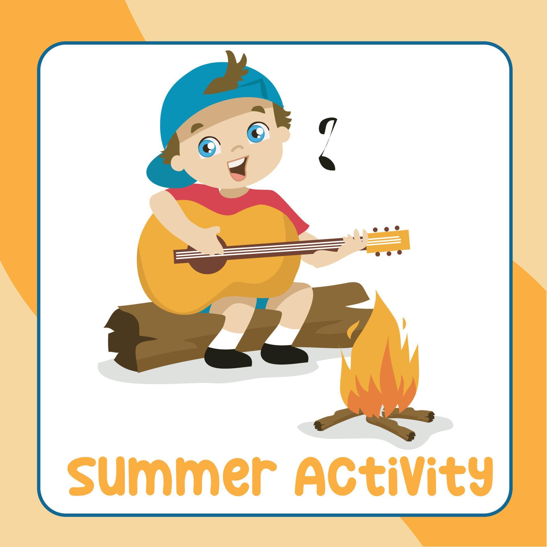 Summer activity flashcard. Educational flashcard collection for kid