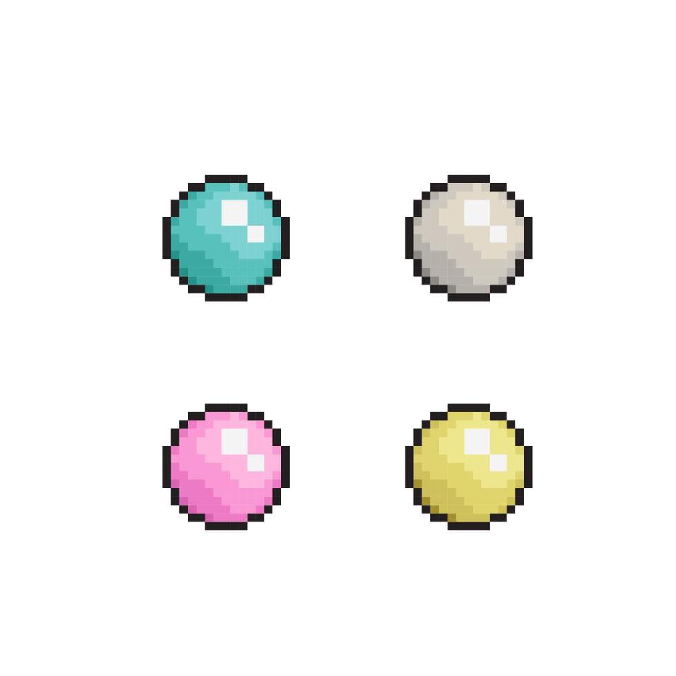 brillante pelota con diferente color en píxel Arte estilo vector