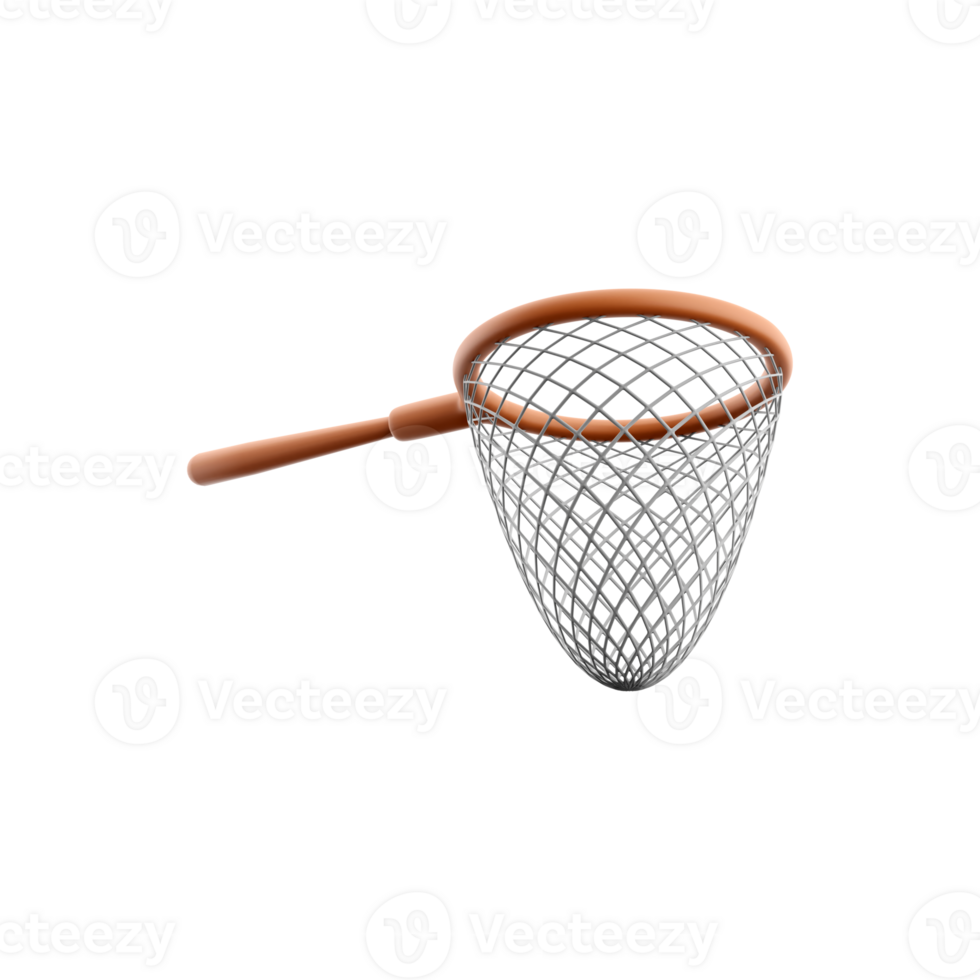 3d render butterfly net. 3d rendering equipment for catching butterfly. 3d render catcher on whitebackground. png