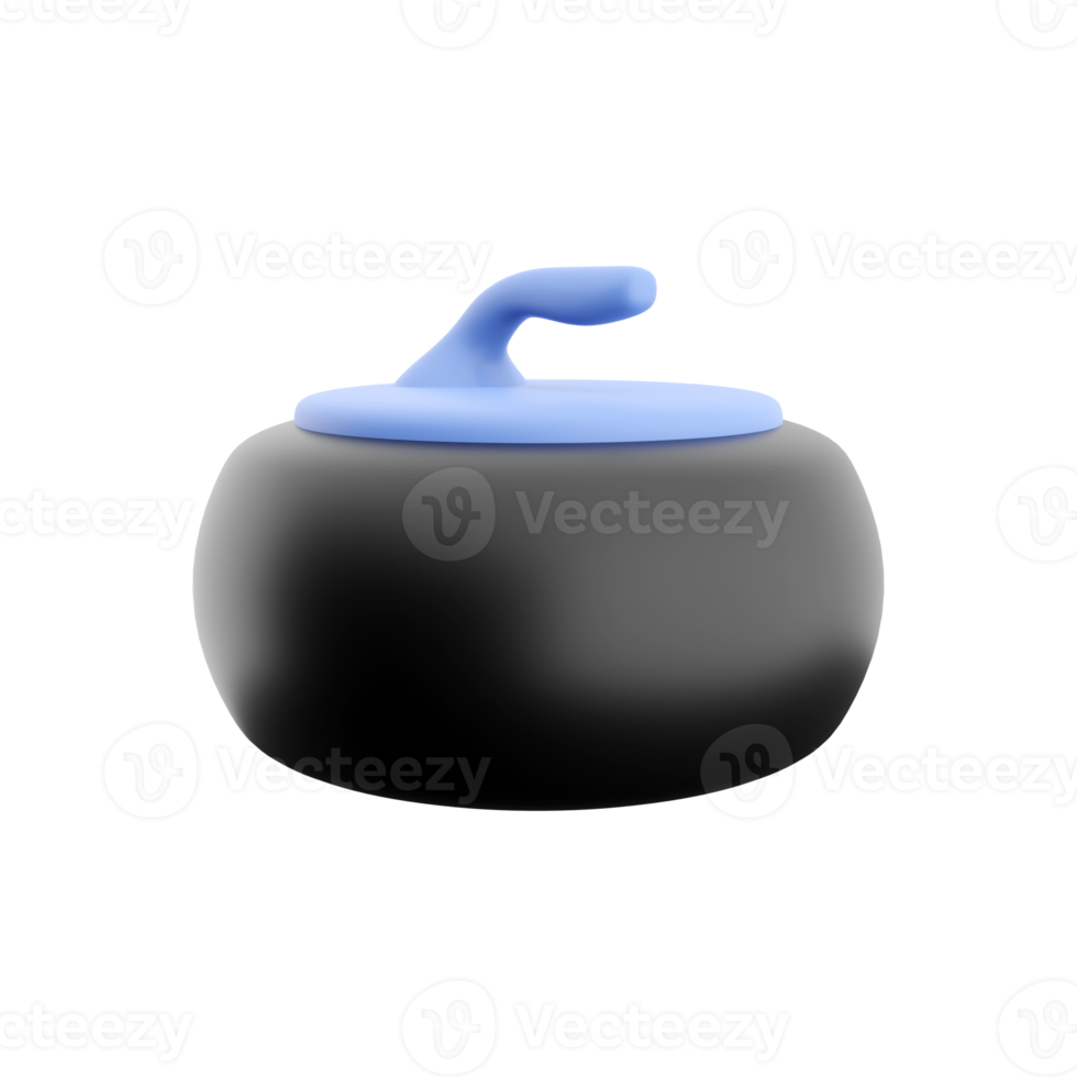 3d geven curling steen icoon. 3d uitrusting voor curling spel 3d icoon. winter ijs sport element png