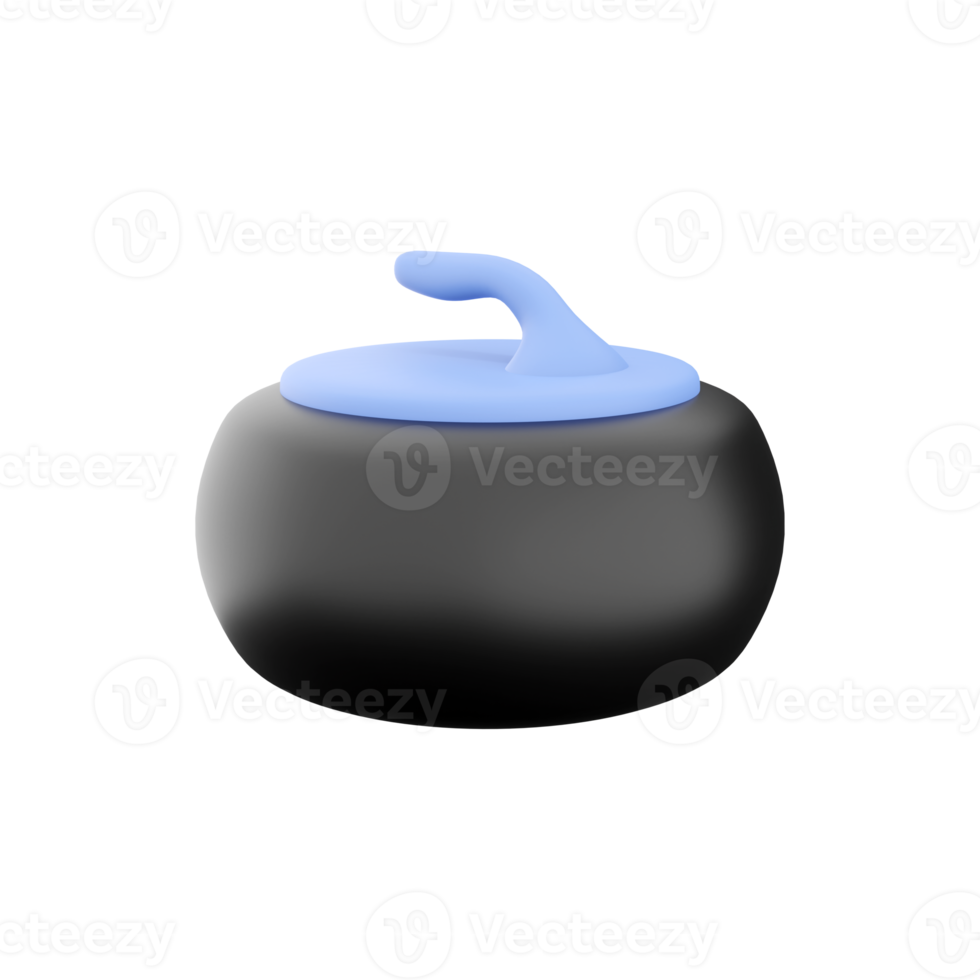 3d geven curling steen icoon. 3d uitrusting voor curling spel 3d icoon. winter ijs sport element png