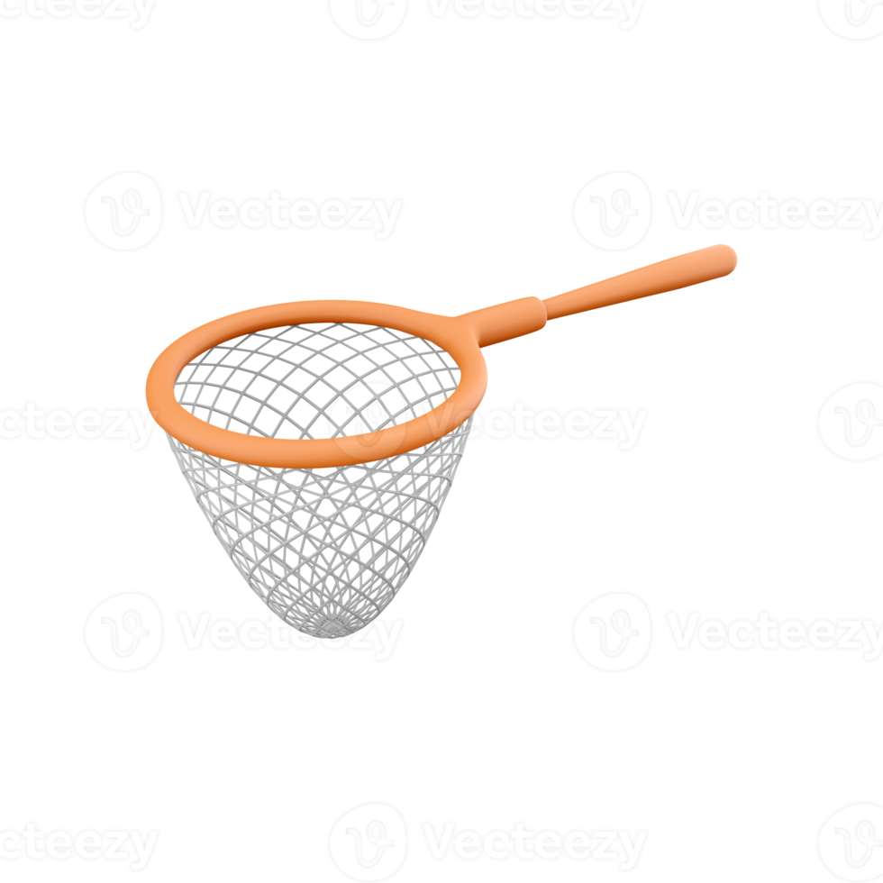 3d machen Schmetterling Netz. 3d Rendern Ausrüstung zum fangen Schmetterling. 3d machen Fänger auf weißer Hintergrund. png